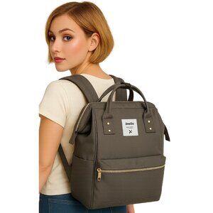 Anello GRAY Canvas Backpack Bag Structured Japanese Laptop Tablet Work School